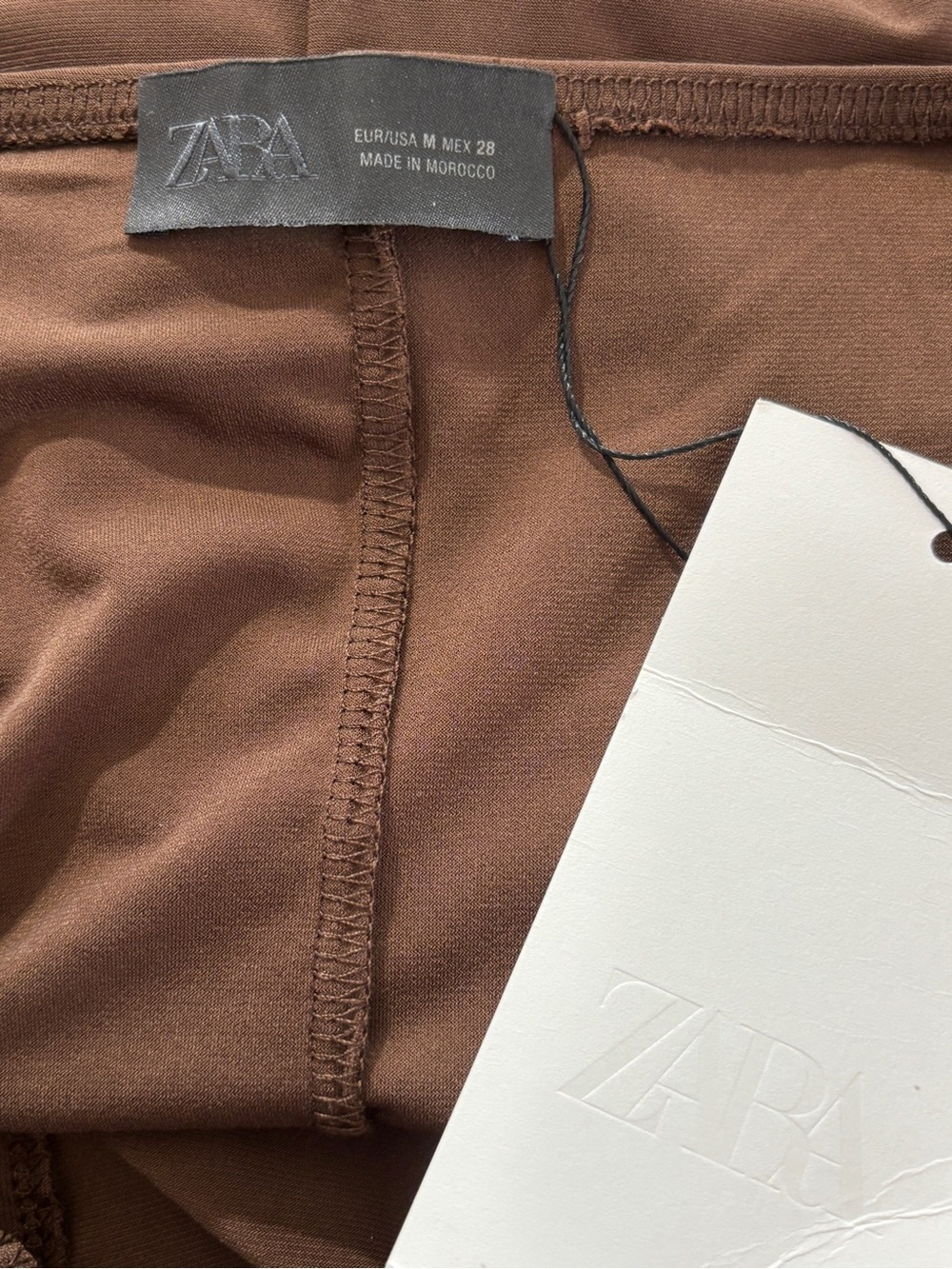 Zara NWT 2025 Ruched Midi Dress in Brown Sz M Wedding Guest Cocktail Prom Grad - Picture 8 of 15